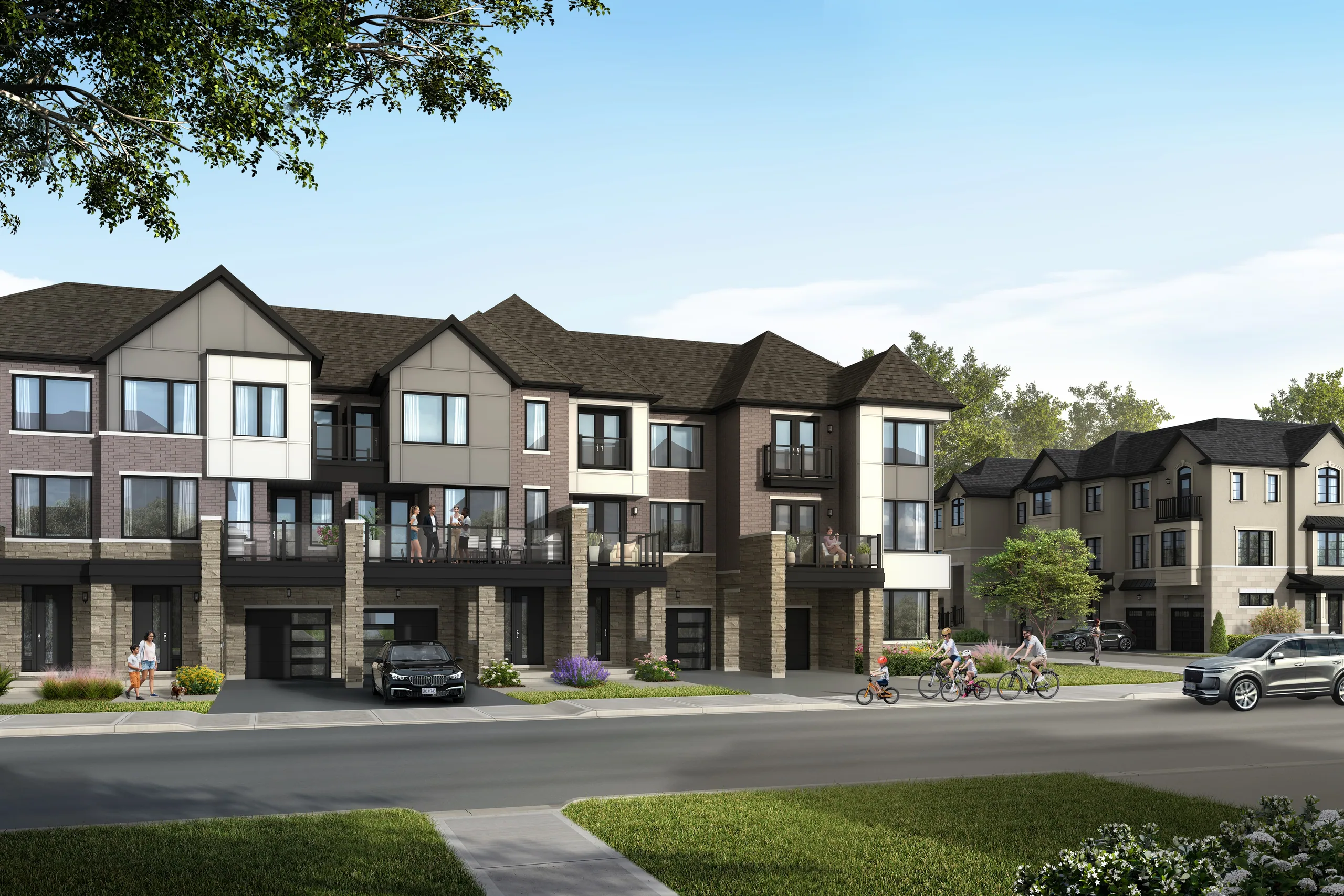 Artist's rendering of the The Nine townhome streetscape
